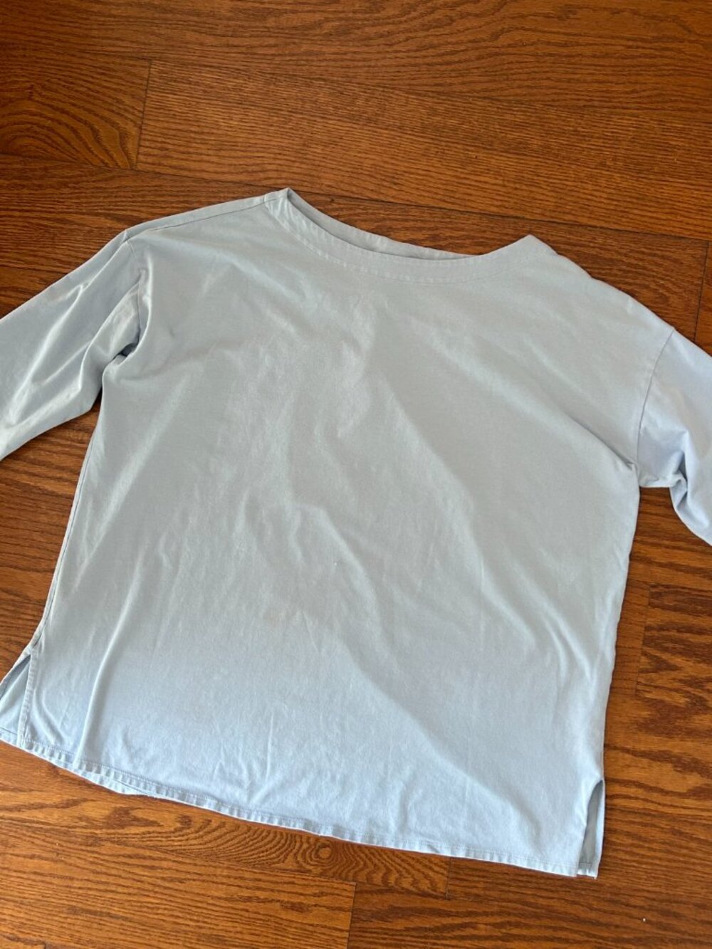 J Jill Womens Luxe Supima Pleat Back Tunic Elbow Sleeve Size XL Light Blue - Picture 8 of 12